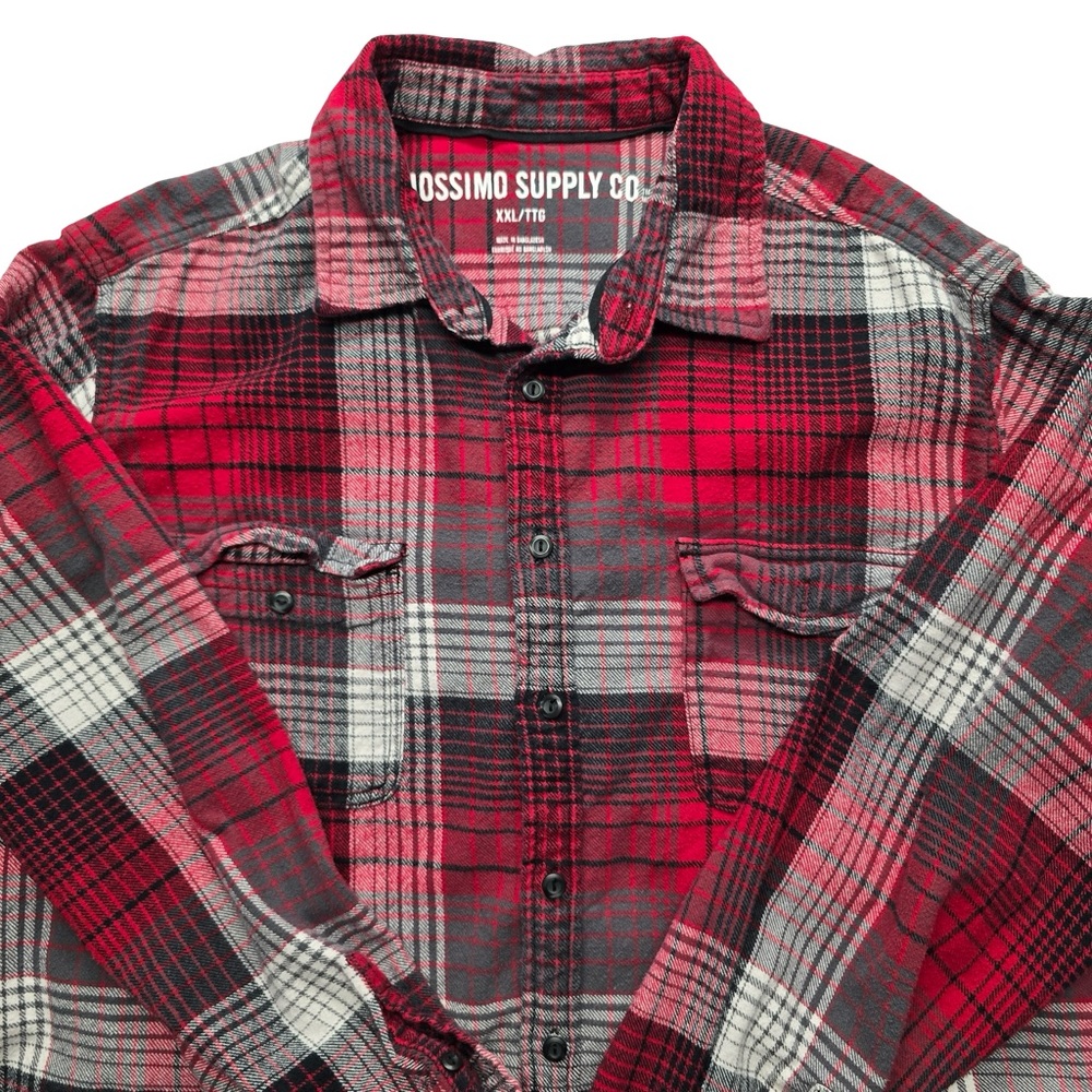 Mossimo Supply Co Plaid Flannel Shirt Red Black‎ XXL Men’s Button Up